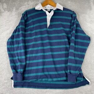 Vintage Munsingwear Rugby‎ Polo Shirt Mens XL Blue Green Striped Long Sleeve Y2K